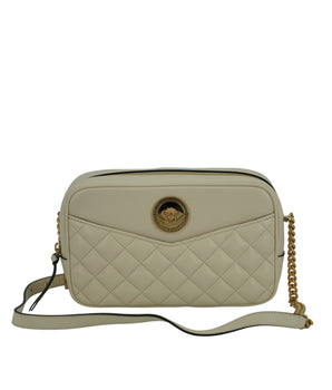 Versace White Lamb Leather Medium Camera Shoulder Bag