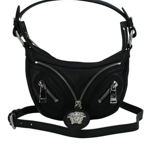 Versace elegante bolso de hombro mini hobo negro