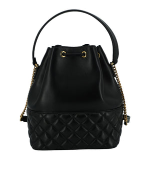 Versace Elegant Black Leather Medusa Shoulder Bag