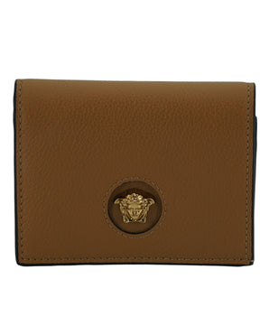 Versace Brown Calf Leather Compact Wallet