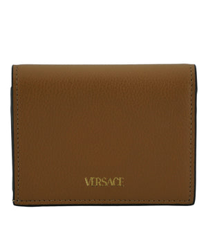 Versace Brown Calf Leather Compact Wallet