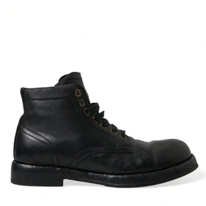 Dolce &amp; Gabbana Elegant Black Horse Leather Ankle Boots