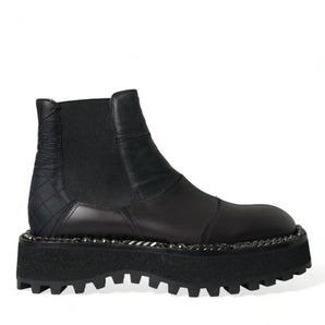 Dolce &amp; Gabbana Elegant Black Chelsea Slip-On Boots