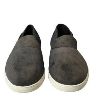 Dolce & Gabbana Blue Suede Caiman Men Loafers Slippers Shoes