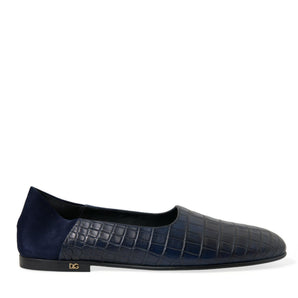 Dolce &amp; Gabbana Elegant Blue Crocodile Leather Loafers