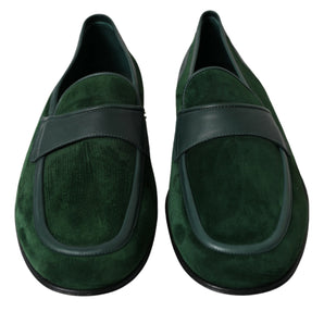 Dolce & Gabbana Emerald Velvet Leather Loafers for Men