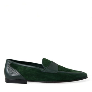 Dolce &amp; Gabbana Emerald Velvet Leather Loafers for Men