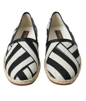 Dolce & Gabbana Beige Black Striped Canvas Espadrilles MONDELLO Shoes