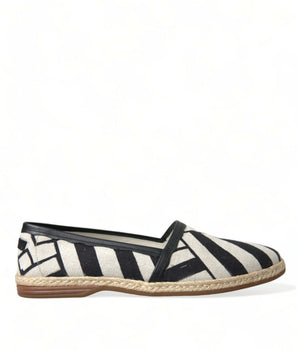 Dolce & Gabbana Beige Black Striped Canvas Espadrilles MONDELLO Shoes