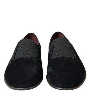 Dolce &amp; Gabbana Elegantes mocasines de terciopelo negro para el caballero exigente