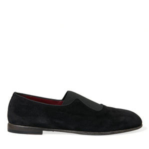 Dolce &amp; Gabbana Elegant Black Velor Loafers for the Discerning Gentleman