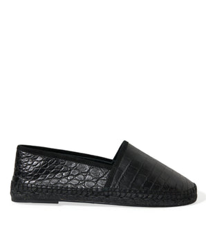 Dolce & Gabbana Black Exotic Leather Espadrilles Slip On Shoes