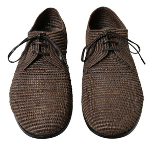 Dolce &amp; Gabbana Elegant Raffia Upper Derby Shoes - Lace Up in Brown