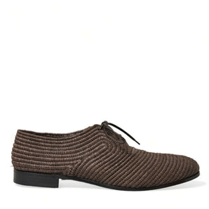 Dolce &amp; Gabbana Elegant Raffia Upper Derby Shoes - Lace Up in Brown