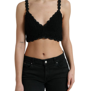 Dolce &amp; Gabbana Elegante top corsé de crochet negro