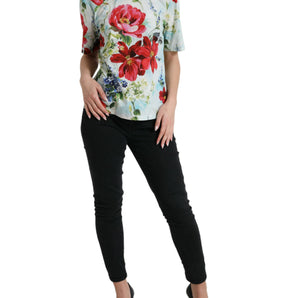 Dolce &amp; Gabbana Chic Floral Round Neck Cotton Top