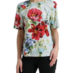 Dolce &amp; Gabbana Chic Floral Round Neck Cotton Top