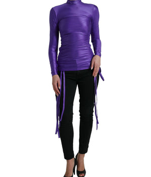 Dolce &amp; Gabbana Top elegante de manga larga con cremallera en la espalda