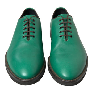 Dolce &amp; Gabbana Elegant Green Leather Oxford Dress Shoes