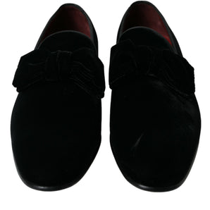 Dolce & Gabbana Elegant Black Velvet Loafers - Men's Luxury Footwear