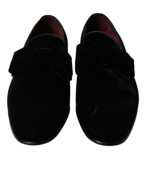 Dolce & Gabbana Black Velvet Loafers Formal Dress Shoes