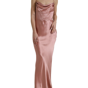 Dolce &amp; Gabbana Elegant Long Silk Gown in Pink