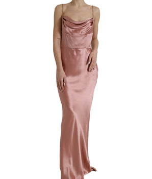 Dolce & Gabbana Pink Silk Spaghetti Straps Long Gown Dress