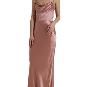 Dolce & Gabbana Elegant Long Silk Gown in Pink