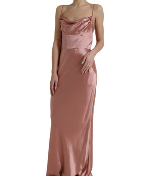 Dolce & Gabbana Pink Silk Spaghetti Straps Long Gown Dress