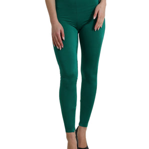 Dolce &amp; Gabbana Leggings verdes de diseñador de cintura alta