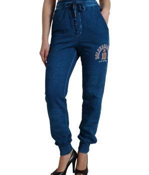 Dolce & Gabbana Blue Logo Cotton Jogger Sweatpants Pants