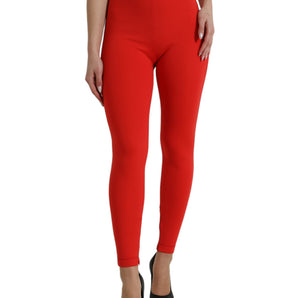 Dolce &amp; Gabbana Leggings rojos elegantes de cintura alta