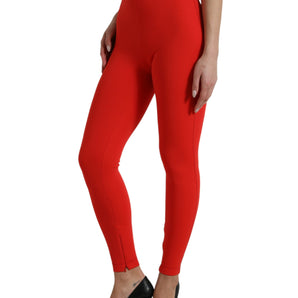 Dolce &amp; Gabbana Elegant High Waist Red Leggings