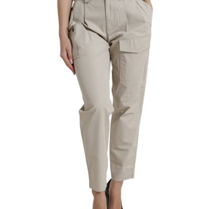 Dolce & Gabbana High-Waisted Tapered Fashion Pants - Beige