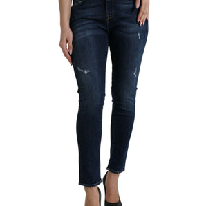 Dolce & Gabbana Elegant Dark Blue Mid Waist Stretch Jeans