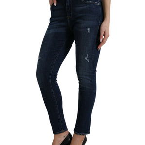 Dolce & Gabbana Elegant Dark Blue Mid Waist Stretch Jeans