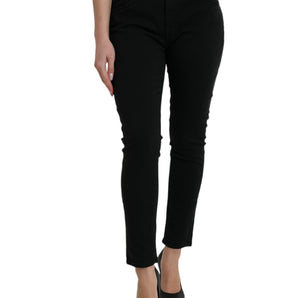 Dolce &amp; Gabbana Elegant Mid Waist Stretch Jeans in Black