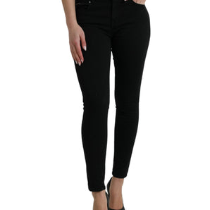 Dolce &amp; Gabbana Chic Black Mid Waist Stretch Jeans