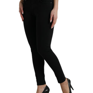 Dolce &amp; Gabbana Chic Black Mid Waist Stretch Jeans