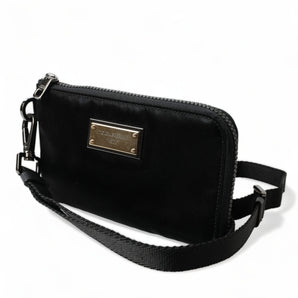 Dolce &amp; Gabbana Elegant Black Nylon &amp; Leather Pouch