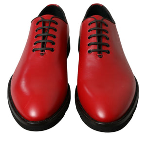 Dolce &amp; Gabbana Elegant Red Leather Oxford Dress Shoes