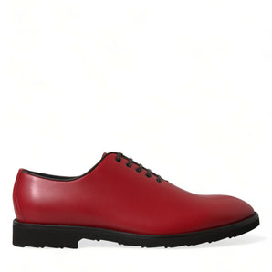 Dolce &amp; Gabbana Elegant Red Leather Oxford Dress Shoes