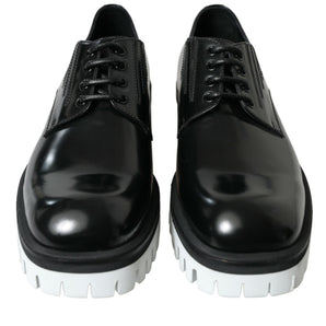 Dolce & Gabbana Sophisticated Black and White Leather Derby Shoes