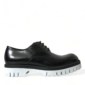 Dolce &amp; Gabbana Sophisticated Black and White Leather Derby Shoes