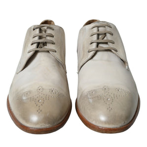 Dolce &amp; Gabbana Elegant White Calfskin Derby Shoes