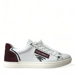 Dolce &amp; Gabbana Exclusive White Bordeaux Low Top Sneakers