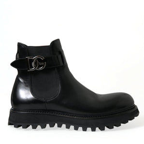 Dolce &amp; Gabbana Elegant Black Calf Leather Chelsea Boots