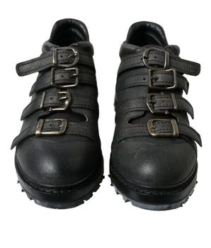 Dolce & Gabbana Black Leather Strap Men Ankle Boots Shoes