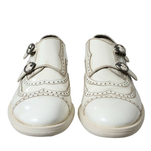 Dolce & Gabbana Elegant White Leather Derby Dress Shoes