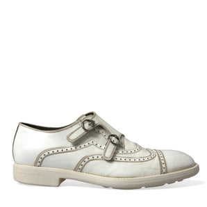 Dolce & Gabbana Elegant White Leather Derby Dress Shoes